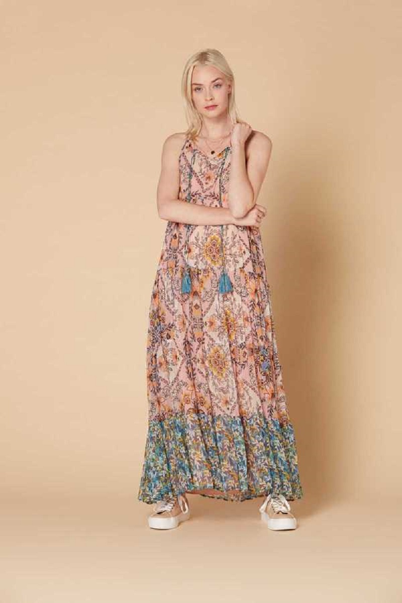 Robe Imprimée Forêt IKKS – Taille 38, Doublée – Occasion Très Bon état